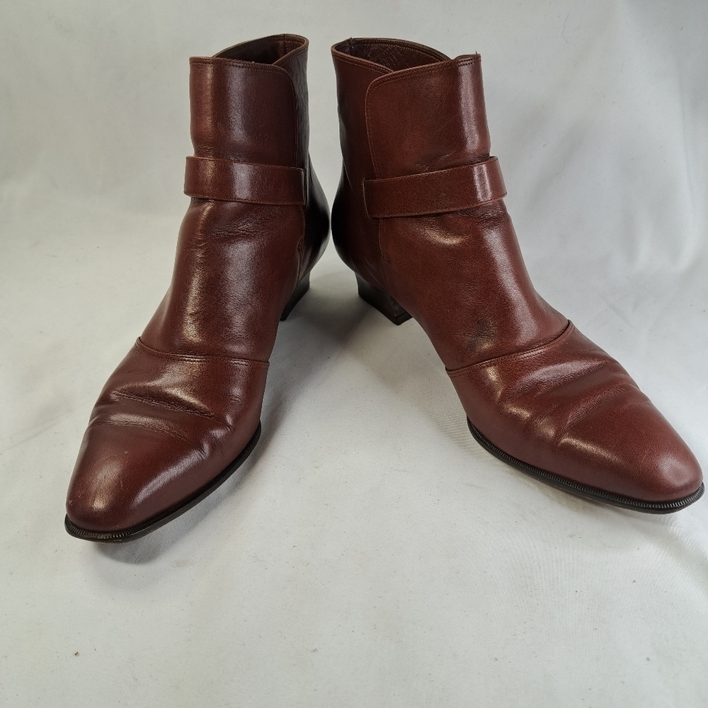 AMALFI Brown Leather Ankle Boots Woman's Size 9AAA